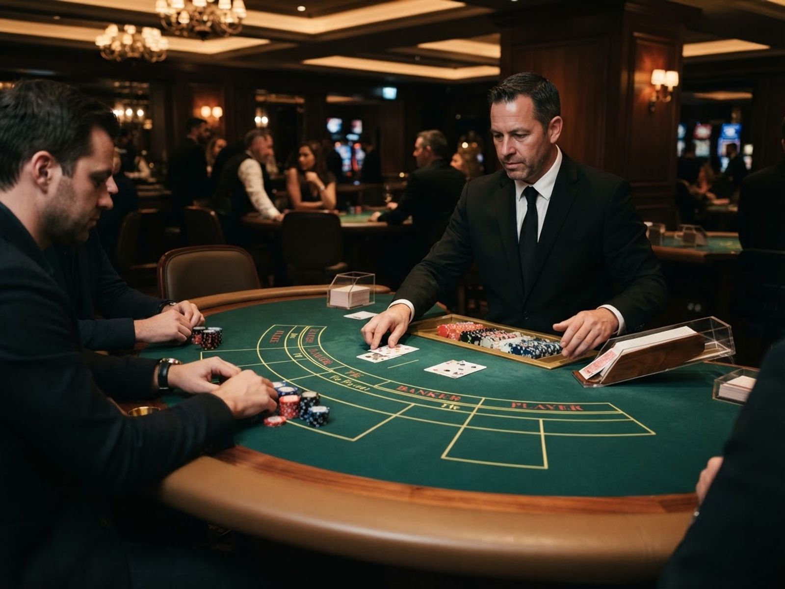 Table de baccarat en direct avec cartes