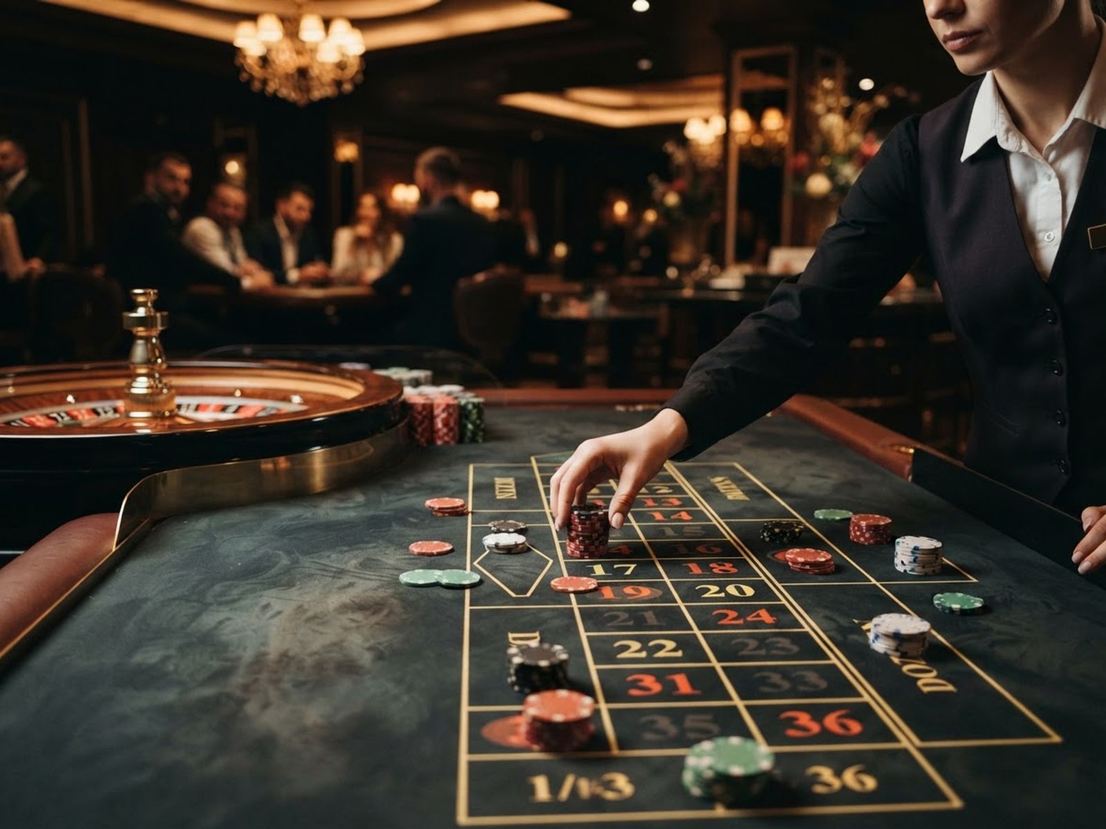 Table de roulette en direct avec croupier
