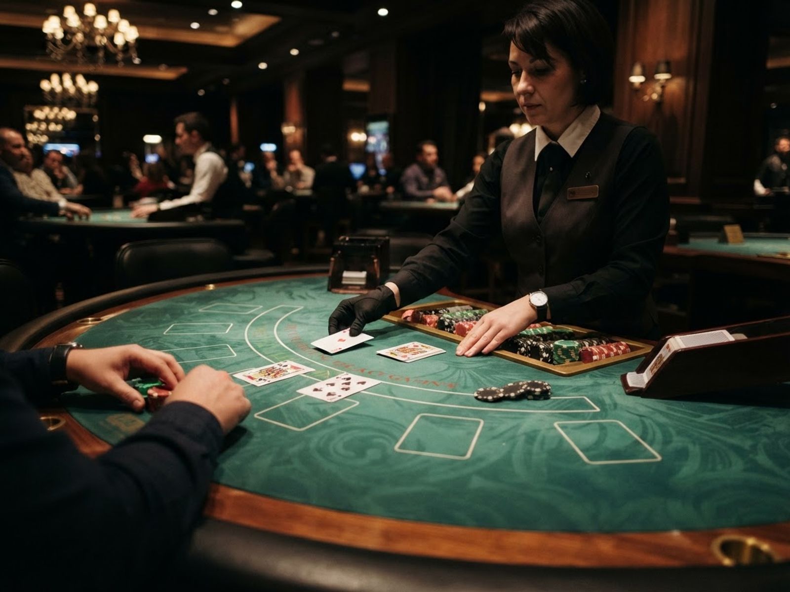 Table de blackjack en direct cartes distribuées